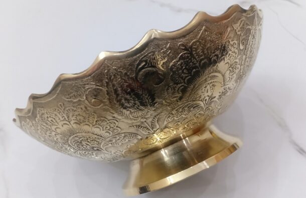 Engraved Golden brass Bowl - Image 6