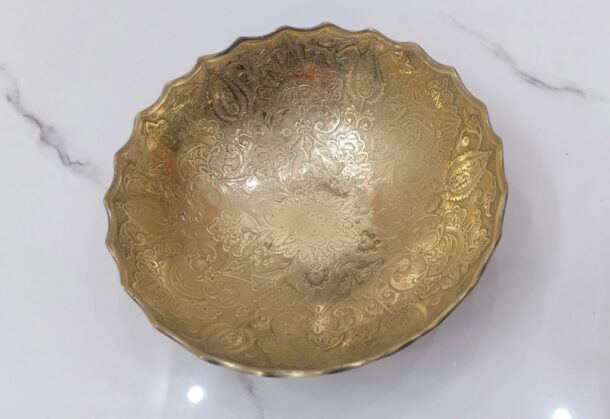 Engraved Golden brass Bowl - Image 2