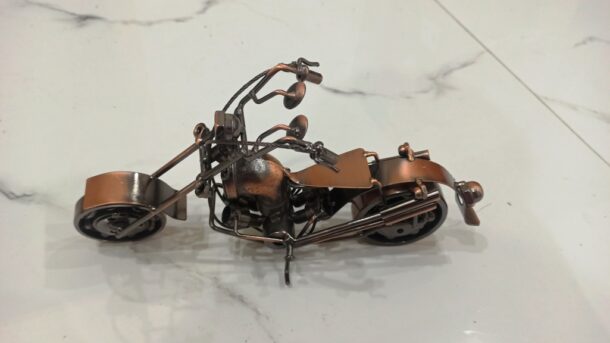 Antique Metal/Brass Motorcycle Art Sculpture - Image 4