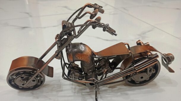 Antique Metal/Brass Motorcycle Art Sculpture