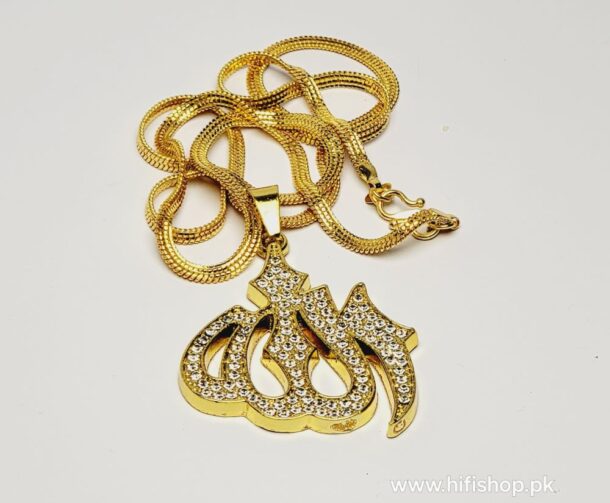 Allah Pendant with Chain and Zircon Stones for Modern Women and Girls