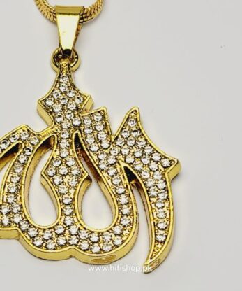 Allah Pendant with Chain and Zircon Stones for Modern Women and Girls