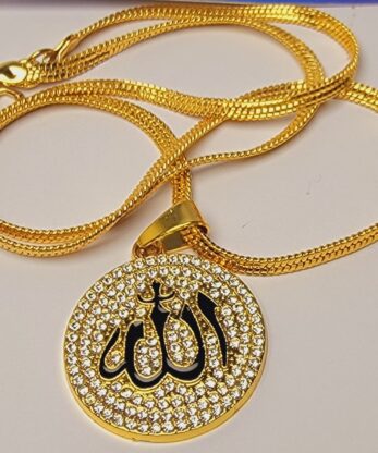 Allah Pendant with Chain and Zircon Stones for Modern Women and Girls