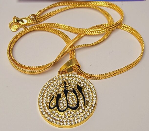 Allah Pendant with Chain and Zircon Stones for Modern Women and Girls