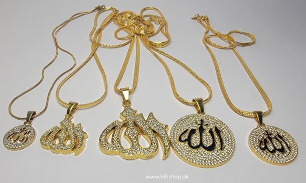 Allah Pendant with Chain and Zircon Stones for Modern Women and Girls