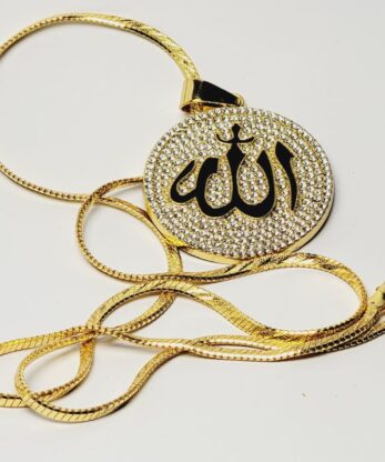 Allah Pendant with Chain and Zircon Stones for Modern Women and Girls