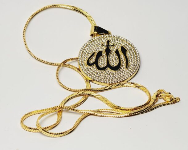 Allah Pendant with Chain and Zircon Stones for Modern Women and Girls