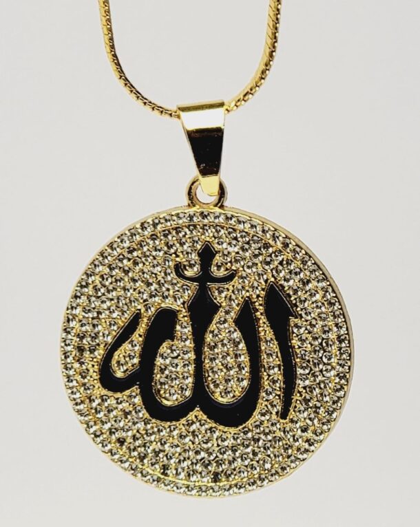 Allah Pendant with Chain and Zircon Stones for Modern Women and Girls