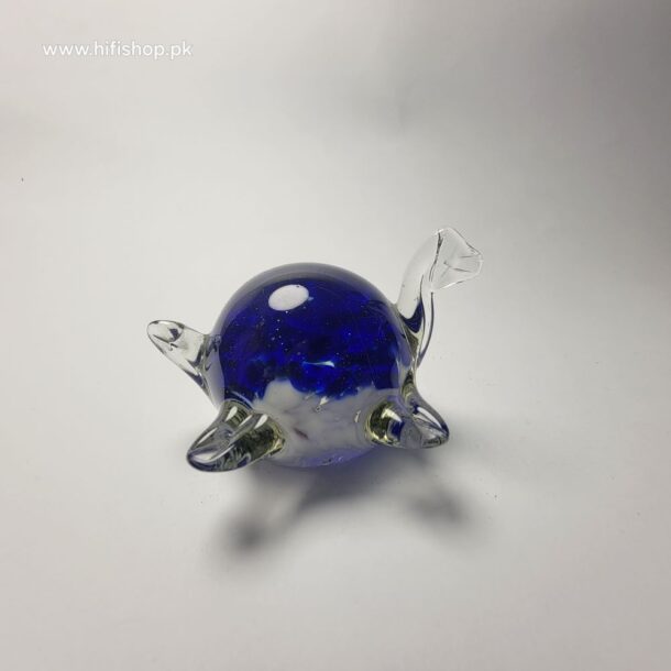 Crystal Turtle Blue Art Glass Paperweight