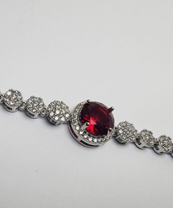 Elegant Red And White Zircon Stone Bracelet