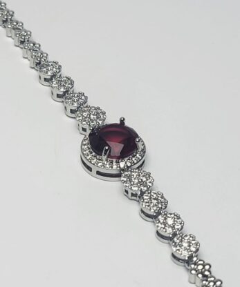 Elegant Red And White Zircon Stone Bracelet