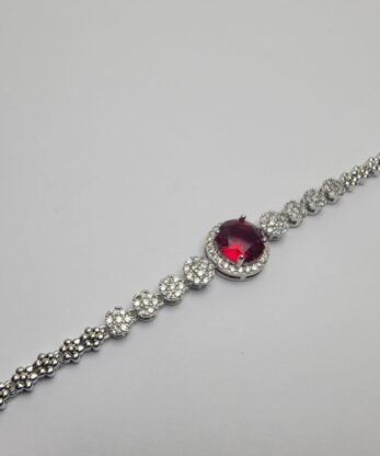 Elegant Red And White Zircon Stone Bracelet