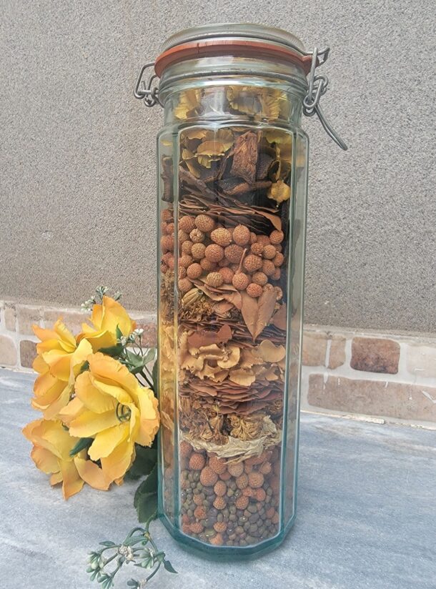 Organic Mixture of Dried Flower and Herbs Heavy Bottle Jar