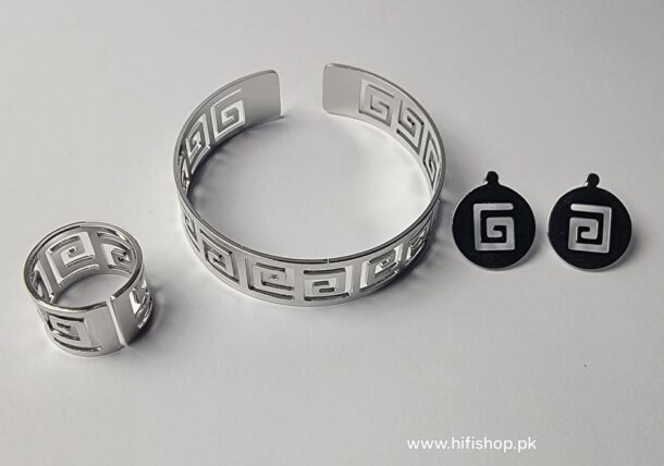 Stainless Steel Bracelet with Earrings and Rings