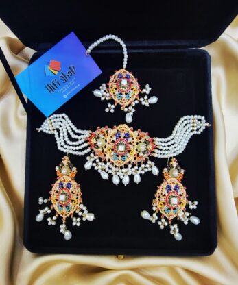 gold-plated necklace chokar set