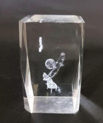 3D laser engraved crystal glass paperweight