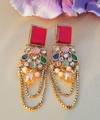 Multicolor Kundan Earrings