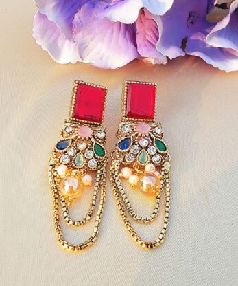 Multicolor Kundan Earrings