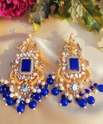 Blue Kundan Chokar Set