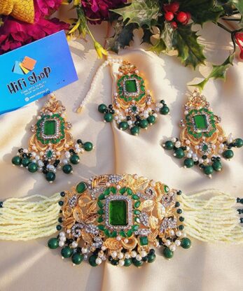 Luxurious Green Color Chokar Set