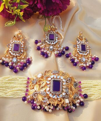 Kundan Chokar Set with Earrings and Tikka