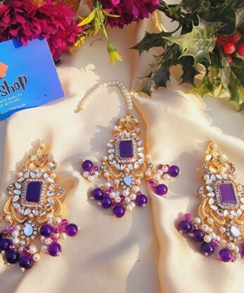 Kundan Chokar Set with Earrings and Tikka