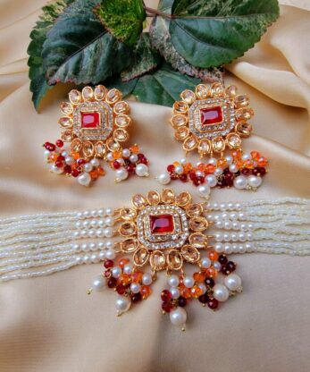 Kundan necklace chokar set