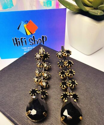 Long Drop Earrings Black Colors