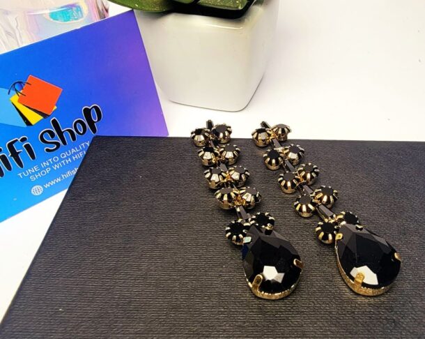 Long Drop Earrings Black Colors