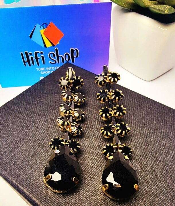 Long Drop Earrings Black Colors 5