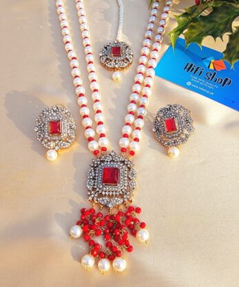 Red Color Maala Set Jewelry Design in Pakistan (1)