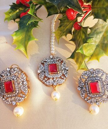 Red Color Maala Set Jewelry Design in Pakistan (1)