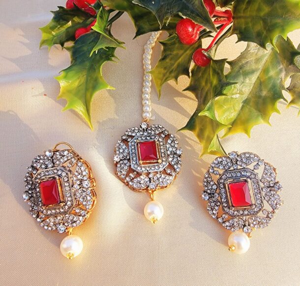 Red Color Maala Set Jewelry Design in Pakistan (1)