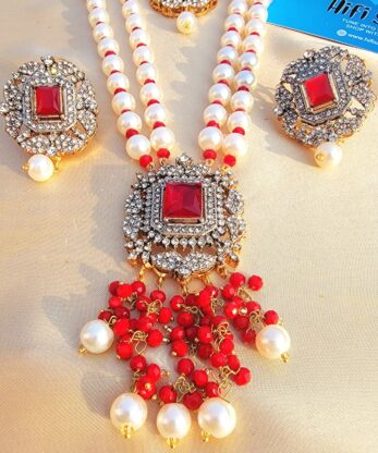 Red Color Maala Set Jewelry Design in Pakistan (1)