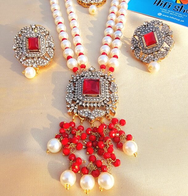 Red Color Maala Set Jewelry Design in Pakistan (1)