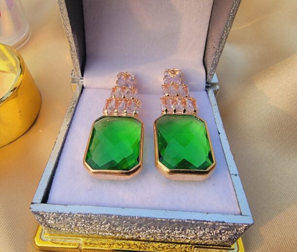 Elegant Dangle Fashion Earrings for Women and Girl (Green)