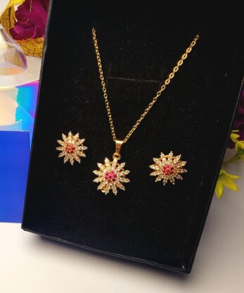 Glittering Pendant Set with Earrings