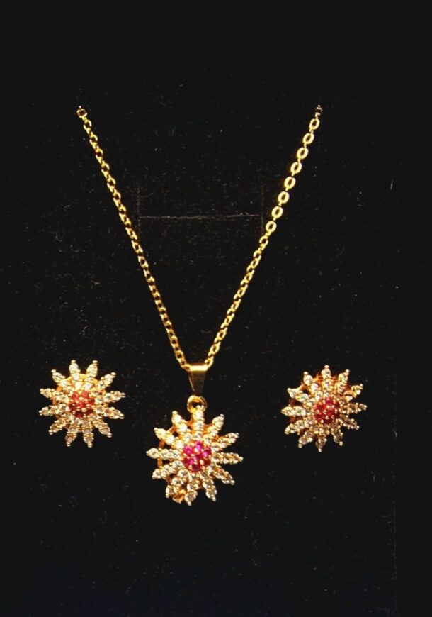 Glittering Pendant Set with Earrings