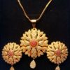 Gold-plated Pendant Set with Ruby and Zircons