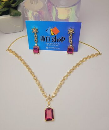 Luxury One-Carat Necklace with Ruby Color Zircon