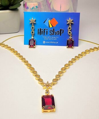 Luxury One-Carat Necklace with Ruby Color Zircon