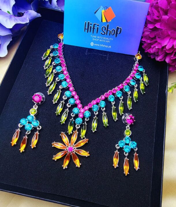 Multicolor Egyptian-style necklace with Matching Earrings