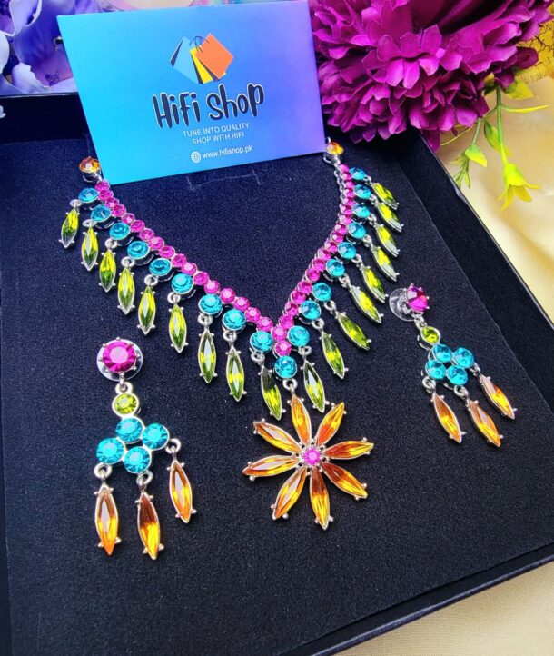 Multicolor Egyptian-style necklace with Matching Earrings