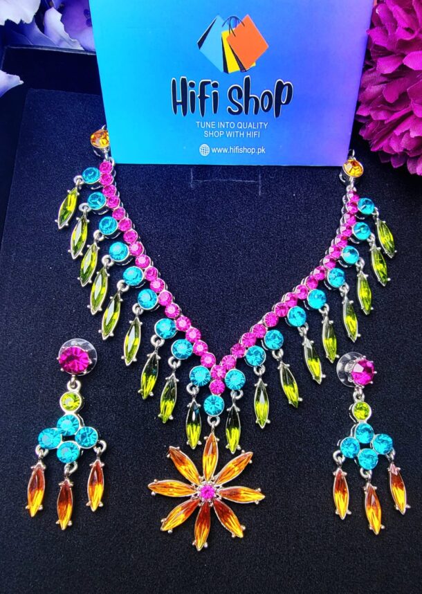 Multicolor Egyptian-style necklace with Matching Earrings