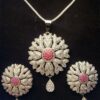 Silver-plated Pendant Set with Ruby and Zircons