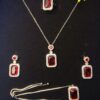 This elegant pendant set with earrings, rings, and bracelet is designed for women and girls for all occasions.