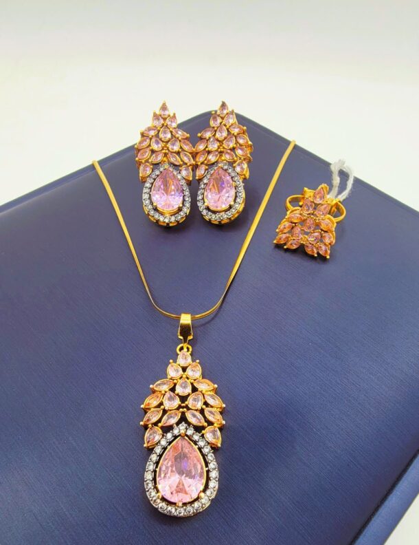 Glowing Locket Combo Set in Pakistan with Chain & Adjustable Ring