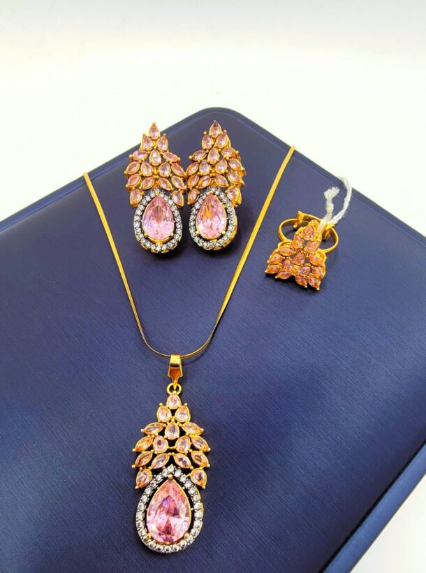 Glowing Locket Combo Set in Pakistan with Chain & Adjustable Ring