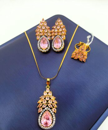 Glowing Locket Combo Set in Pakistan with Chain & Adjustable Ring