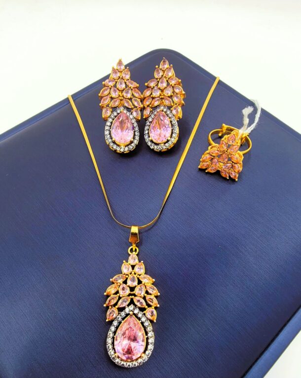 Glowing Locket Combo Set in Pakistan with Chain & Adjustable Ring